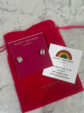 NWT Kurt Geiger Square Crystal Stud Earrings